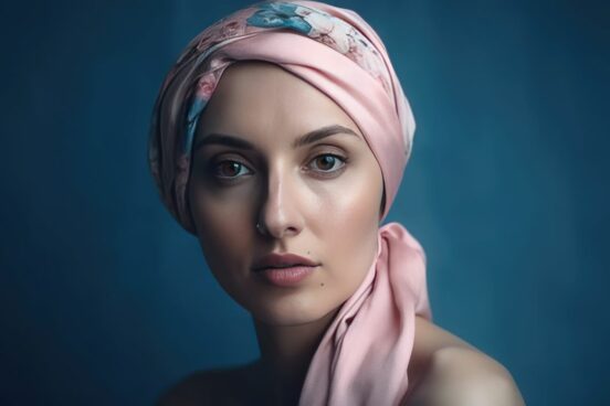 Femme mammographie cancer foulard - AI-lliance